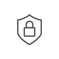 Shield icon with a padlock, representing security.
