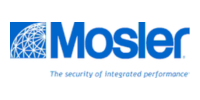 Mosler logo: Blue text and globe graphic on white background. 