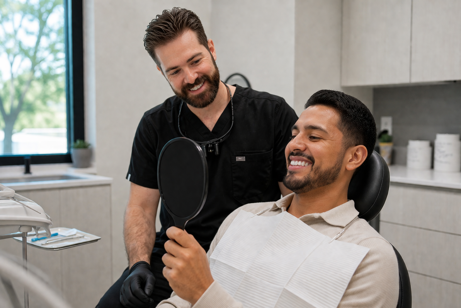 Austin dental patient smiling after professional teeth whitening treatment at Groovy Dental