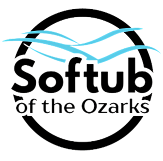 Logo for Softub of the Ozarks: Black circle with 