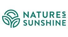The natures sunshine logo is a green logo with a leaf on it.