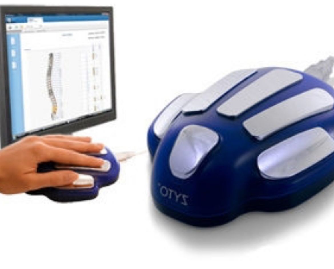 A person is using a computer mouse that says