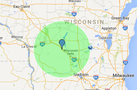 Wisconsin radius map