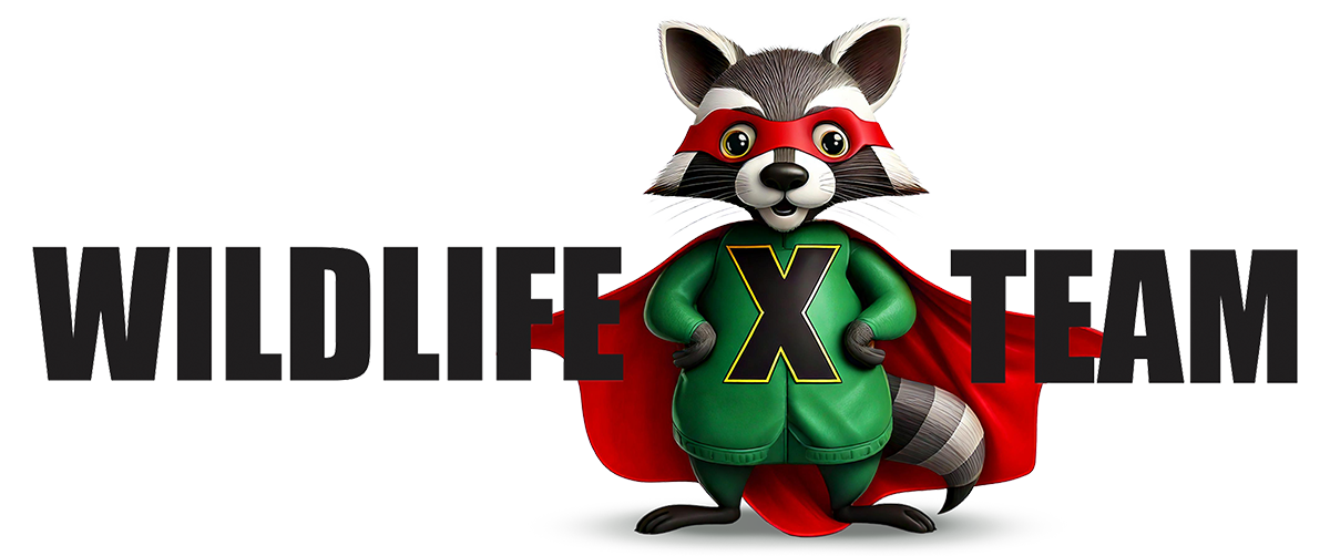 Wildlife Team logo with a raccoon mascot in a green suit holding a ball