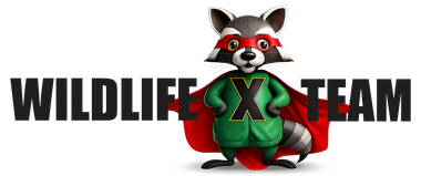 Wildlife Team logo with a raccoon mascot in a green suit holding a ball