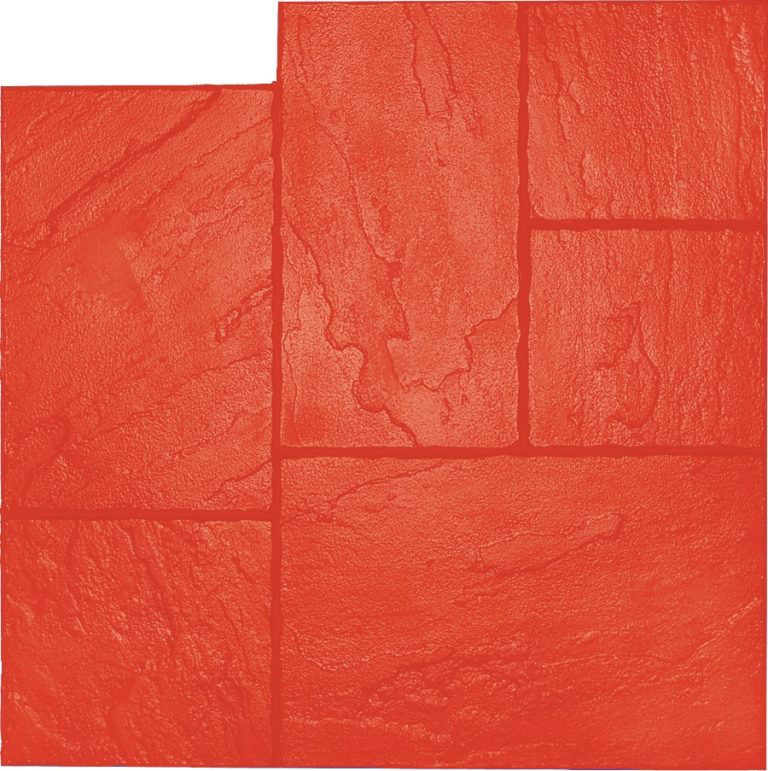 A red tile with a brick pattern on a white background