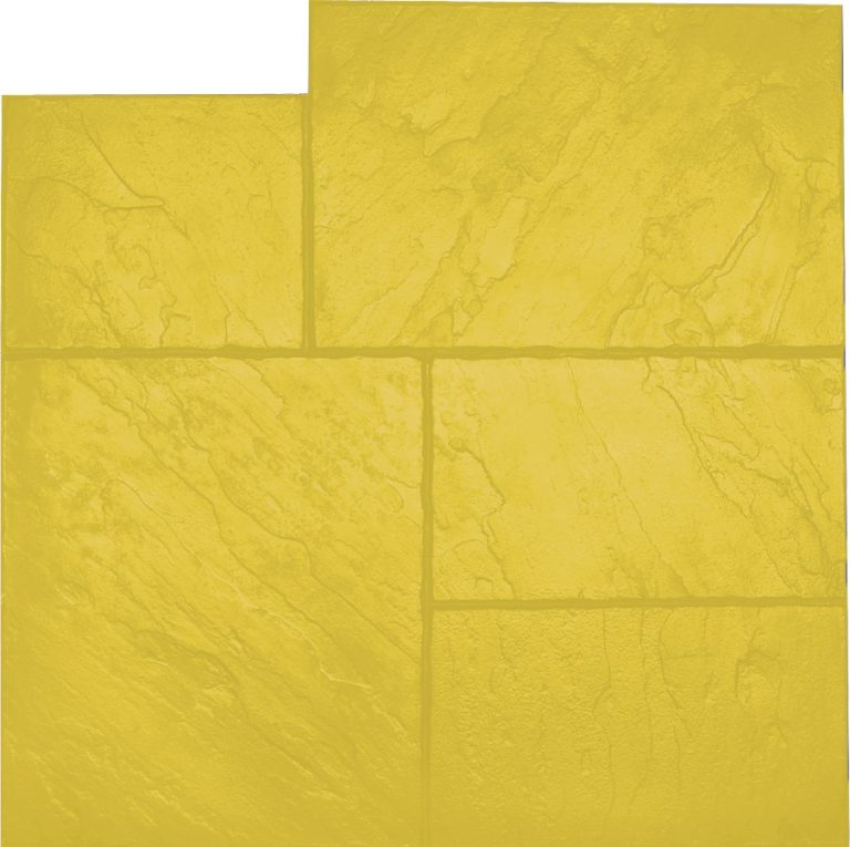 A close up of a yellow tile on a white background