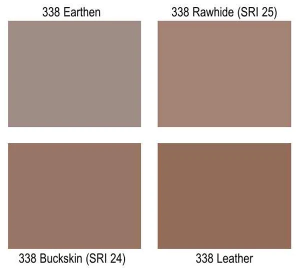 Four different shades of brown are shown on a white background