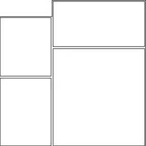 A black and white drawing of a window with four frames