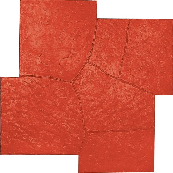 A close up of a red tile on a white background