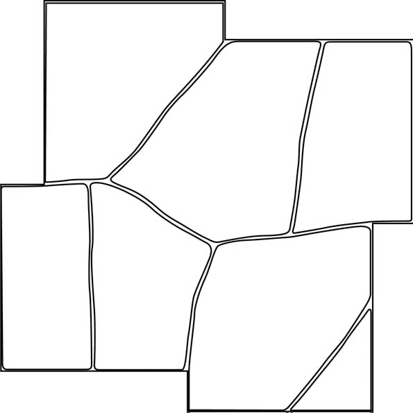 A black and white drawing of a brick pattern on a white background