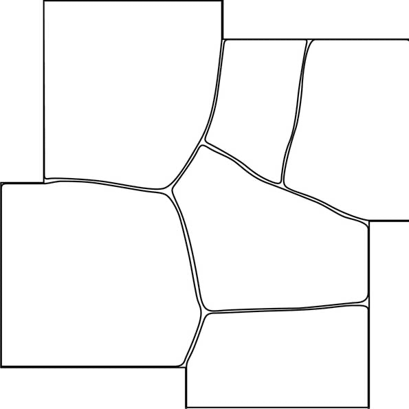 A black and white drawing of a brick pattern on a white background