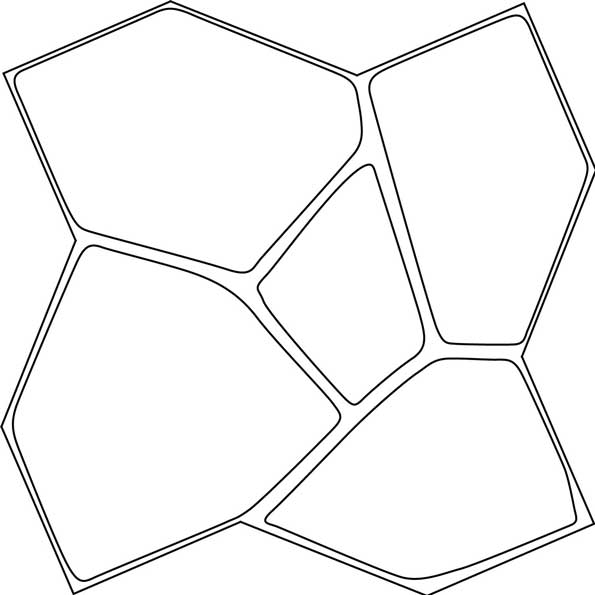 A black and white drawing of a geometric pattern on a white background