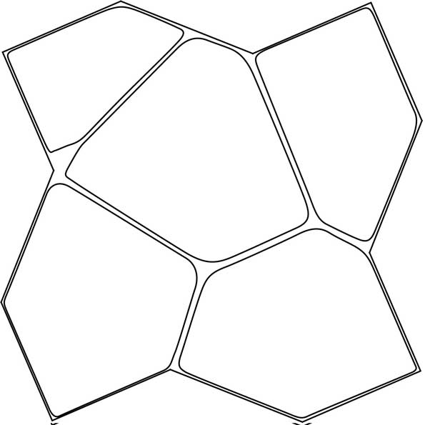 A black and white drawing of a geometric pattern on a white background
