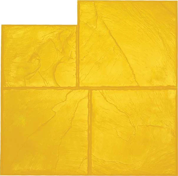 A close up of a yellow tile on a white background