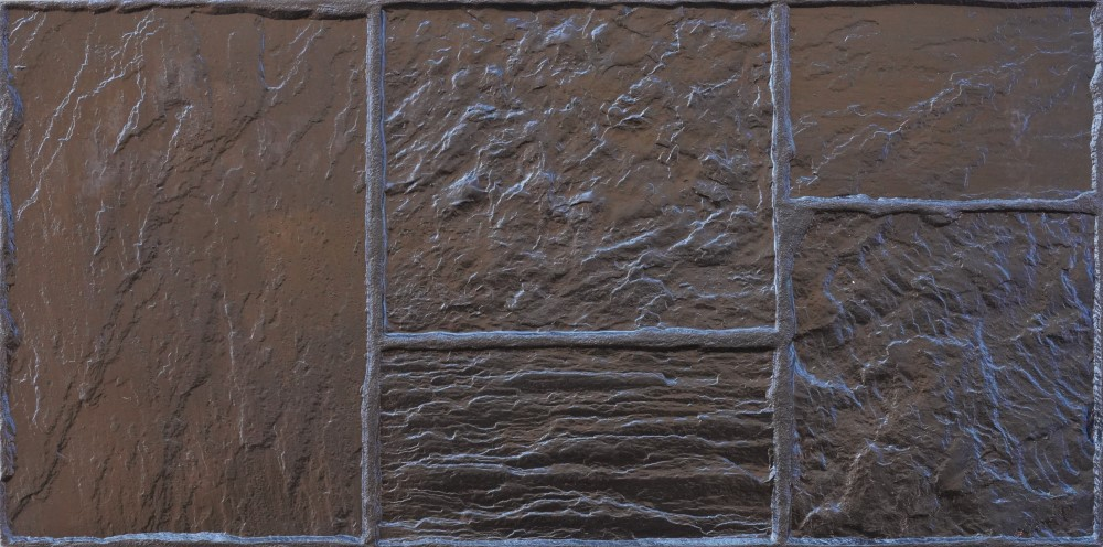A close up of a brown tile floor