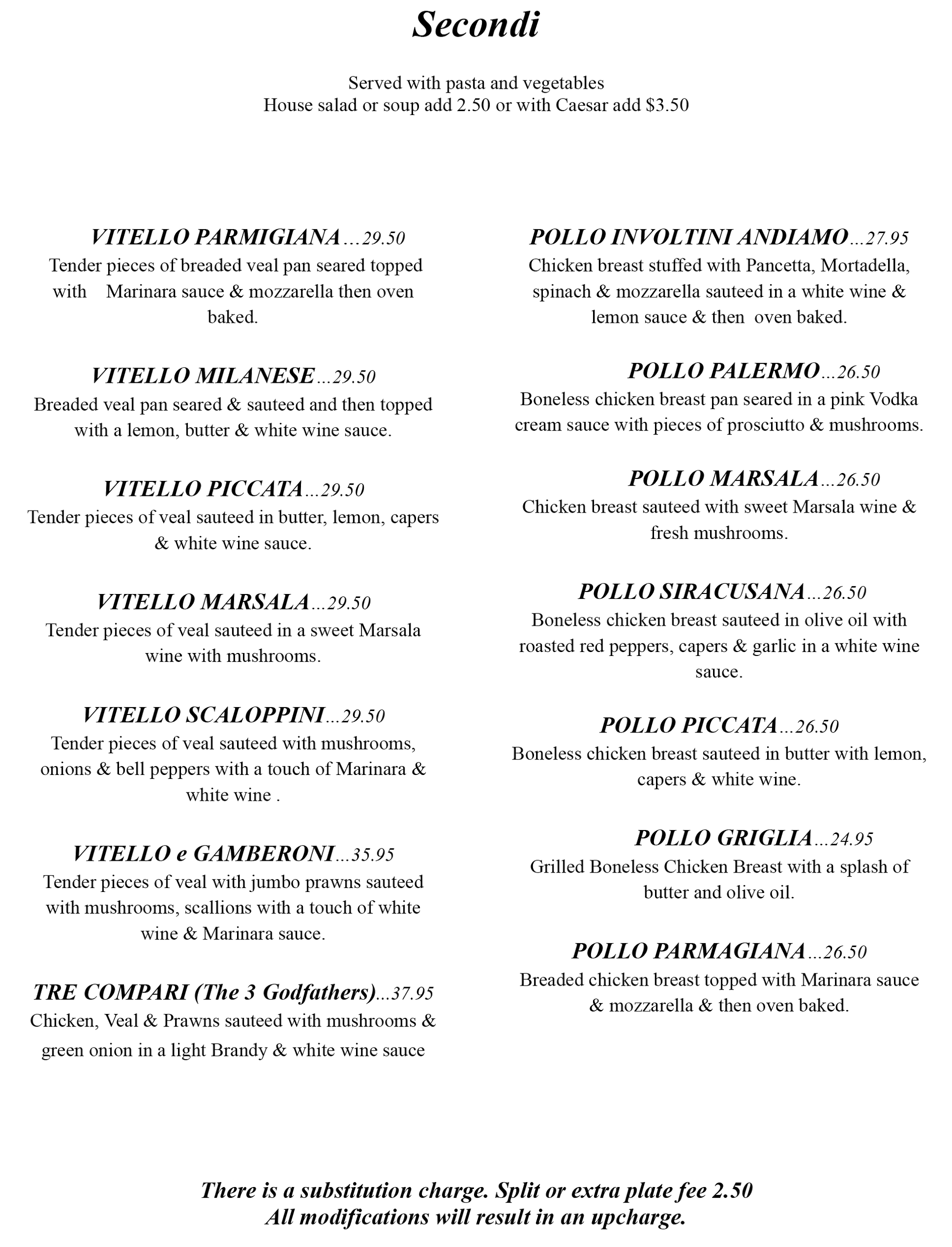 Secondi menu