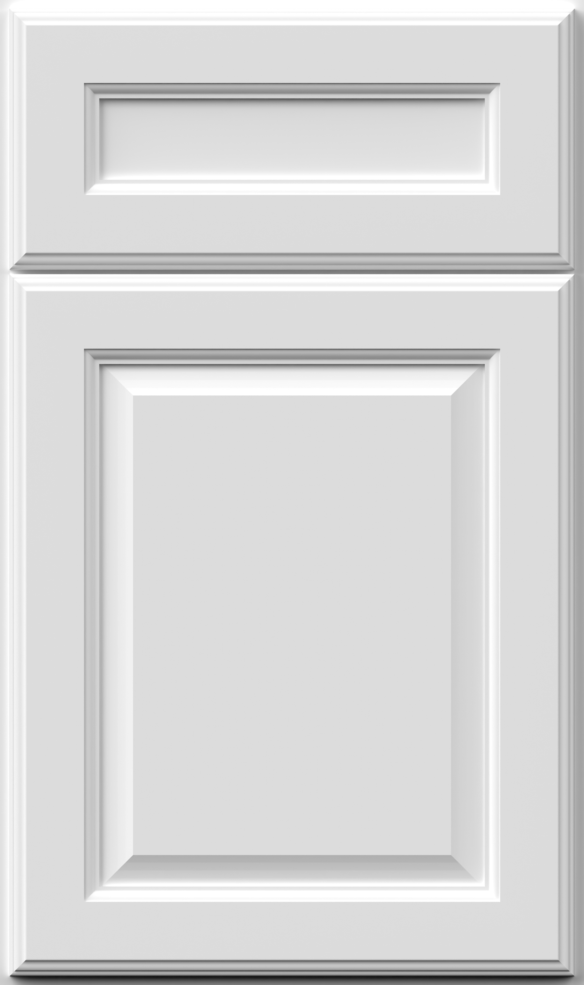 White cabinet door with recessed panel.