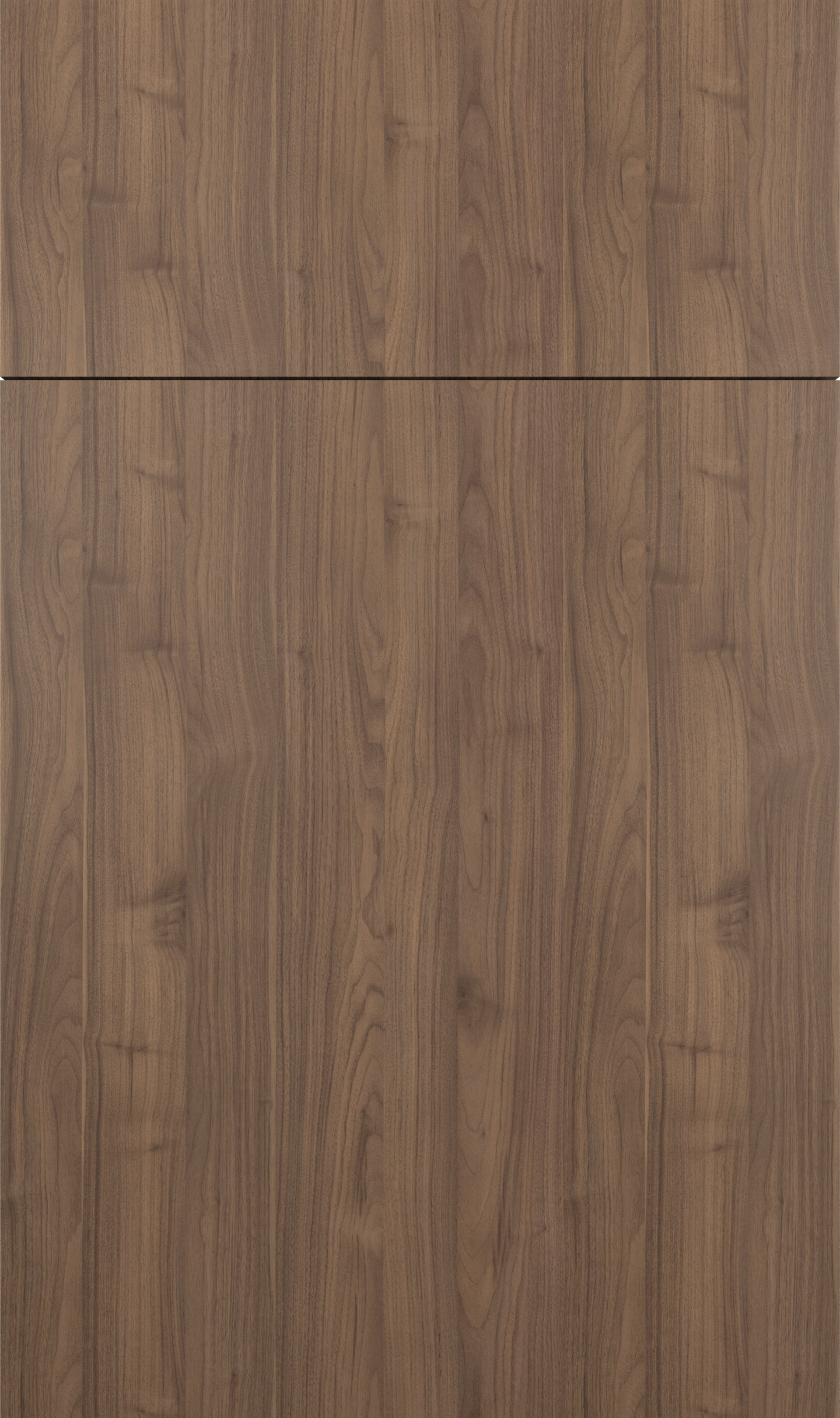 Wooden cabinet door with vertical wood grain. Dark brown color, simple design.