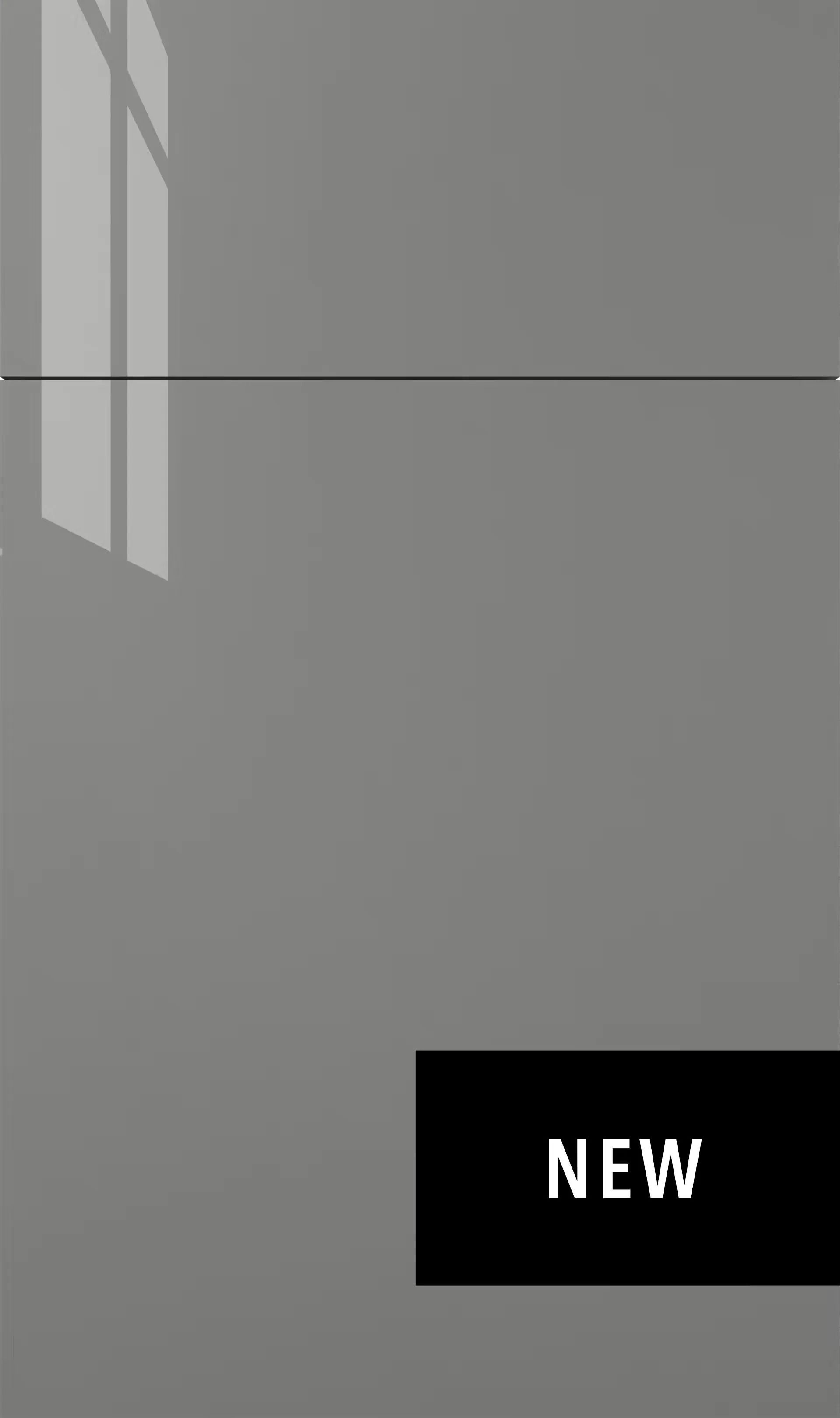 Gray glossy cabinet door, with