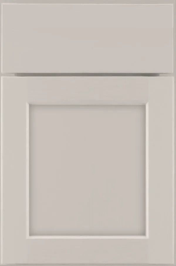 Light gray cabinet door with a square recessed center panel and a flat top.