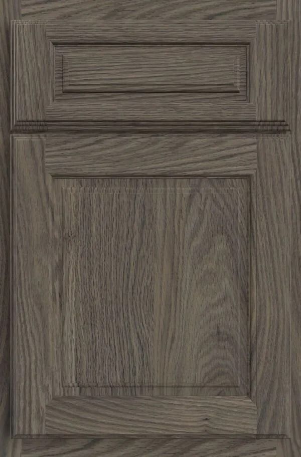 Dark wood cabinet door with recessed panel design.