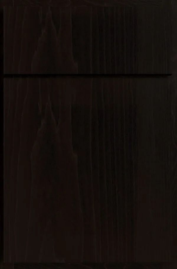 Dark brown wooden cabinet door with visible wood grain.