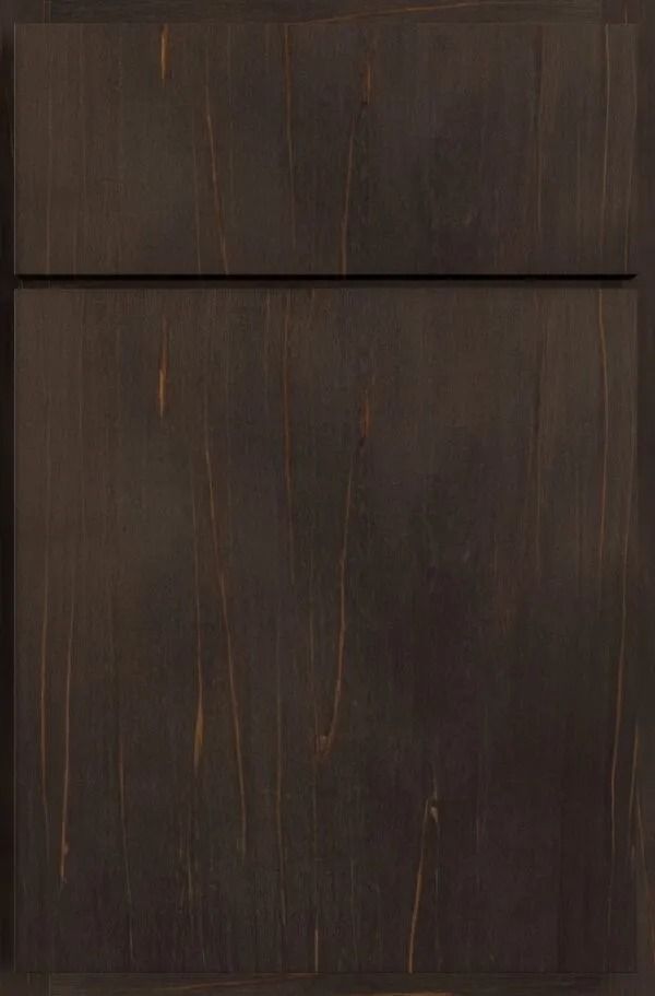 Dark brown wooden cabinet door with visible wood grain.