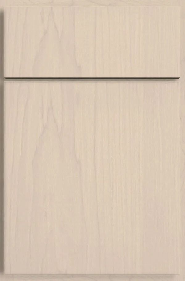 Light wood cabinet door with a horizontal groove near the top.