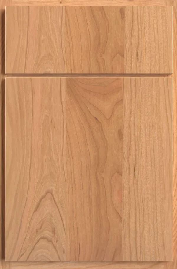 Light wood cabinet door with a raised panel.