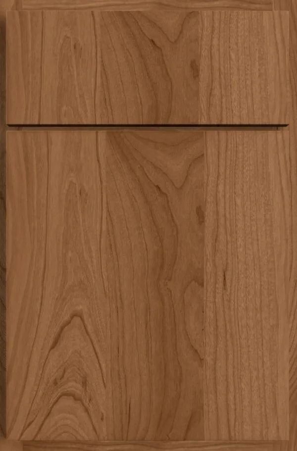 Wooden cabinet door with visible grain and a horizontal line.