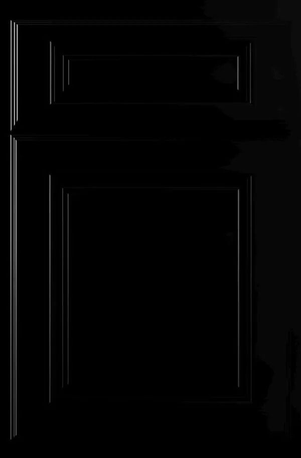 Black door with raised paneling.
