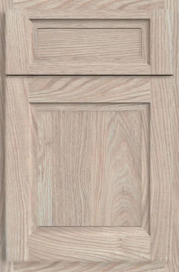 Light wood cabinet door with raised panel and rectangular top detail.