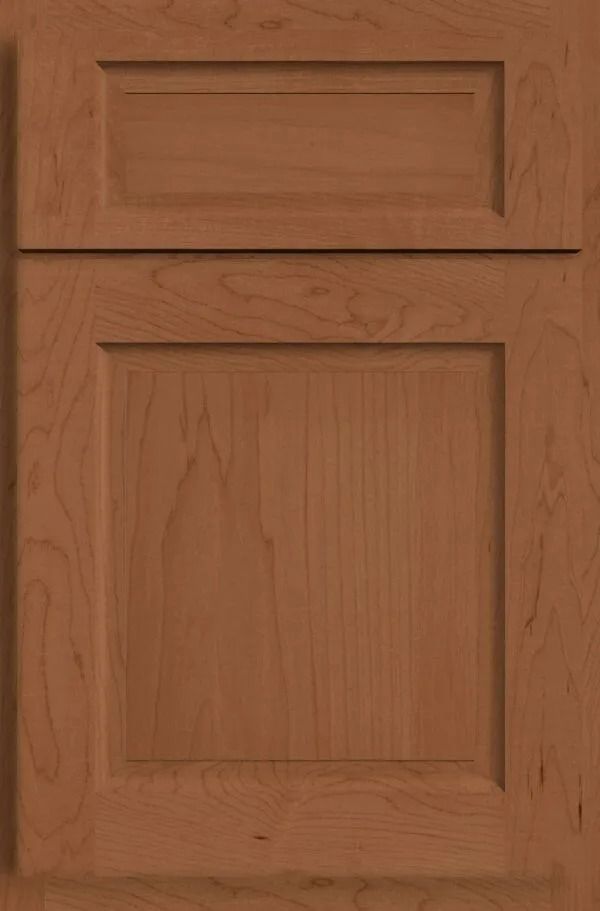 Wooden cabinet door with a raised panel in a light brown stain.