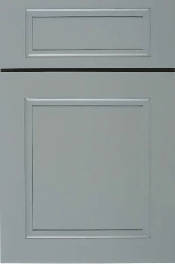 Gray cabinet door with two inset panels.