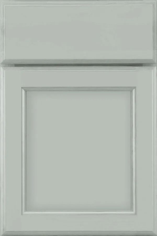 Light gray cabinet door with a raised panel.