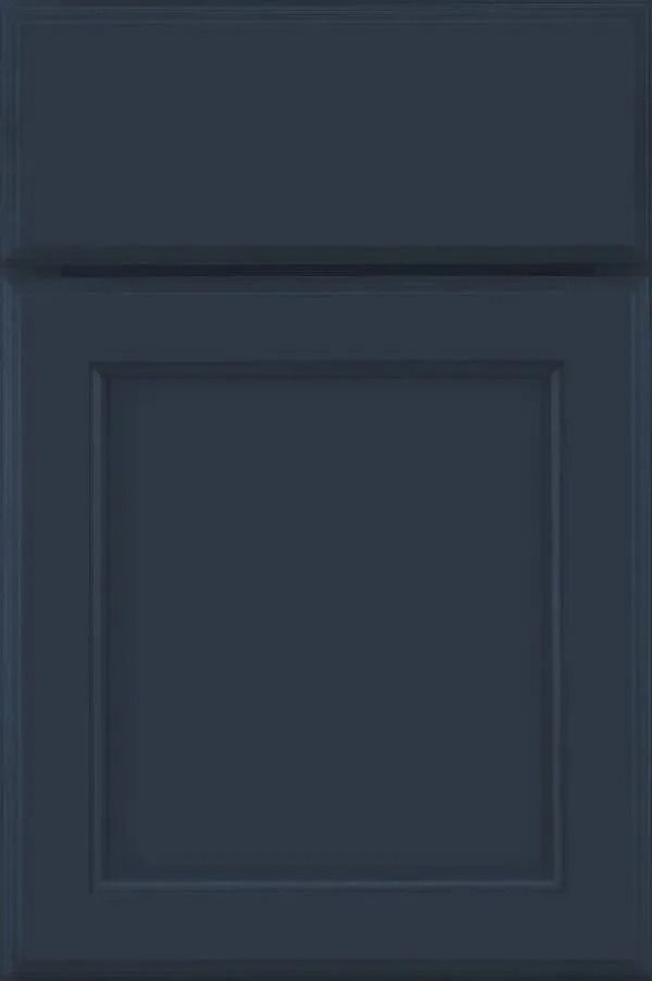Dark blue kitchen cabinet door.