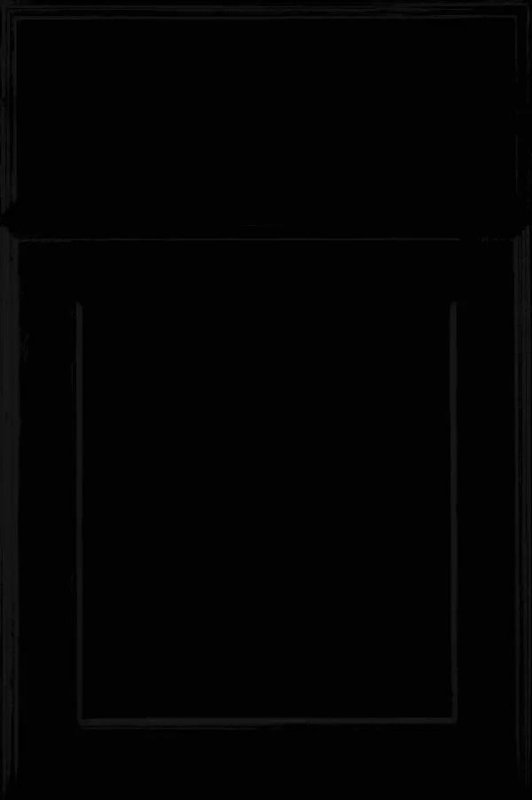 Black kitchen cabinet door with a recessed panel.