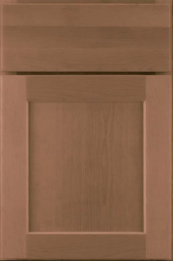 Brown wooden cabinet door with a square inset panel and a horizontal top drawer.