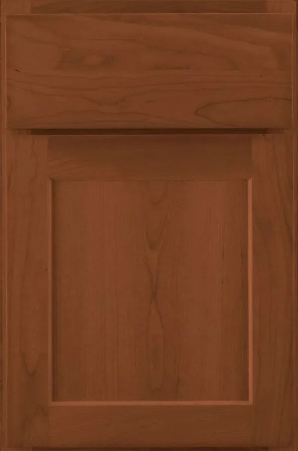 Wooden cabinet door with a raised panel in a medium brown stain.