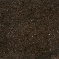 Dark brown soil, close-up, textured with small particles and organic matter.