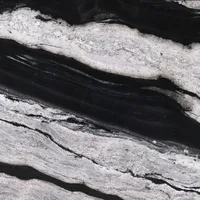 Black and white marble pattern with swirling bands and veining.