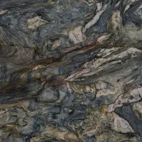 Swirling granite, shades of blue-gray, brown, and white, marbled texture.