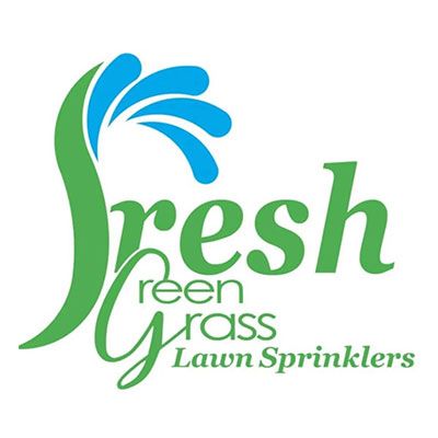 Fresh Green Grass Lawn Sprinklers Logo
