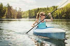 Woman paddling a kayak