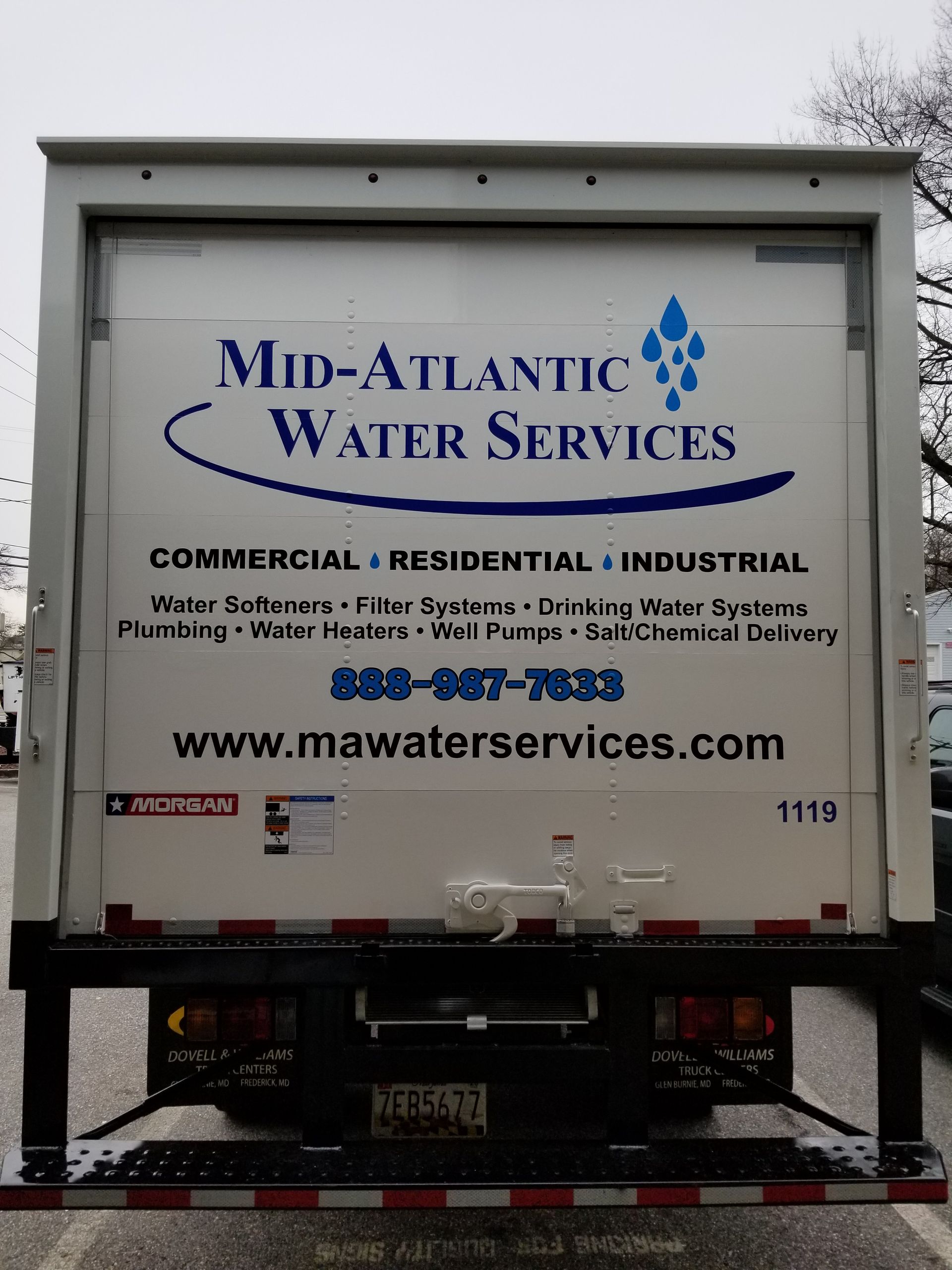 The back of a mid-atlantic water services truck