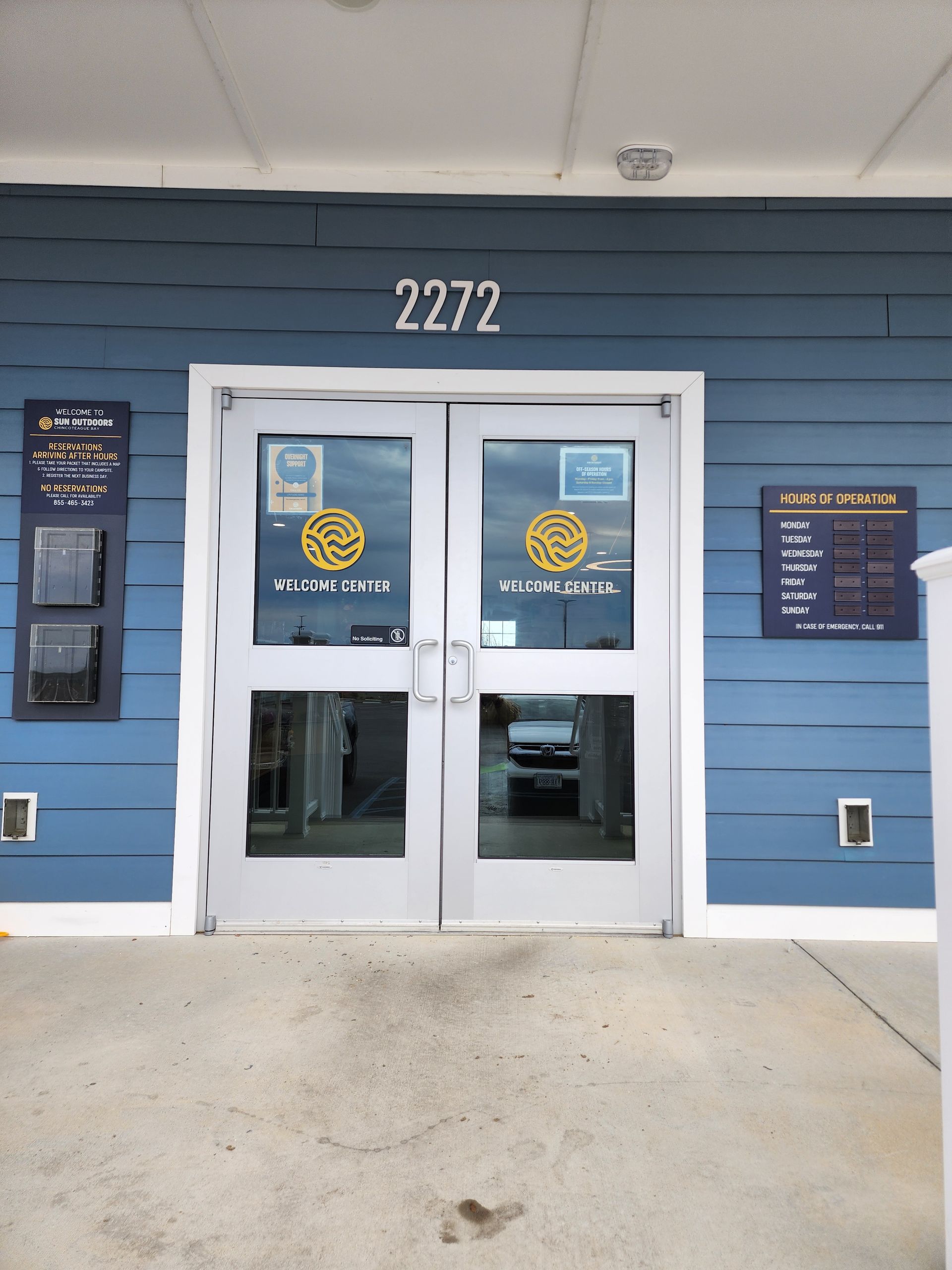 A blue building with the number 2272 on it