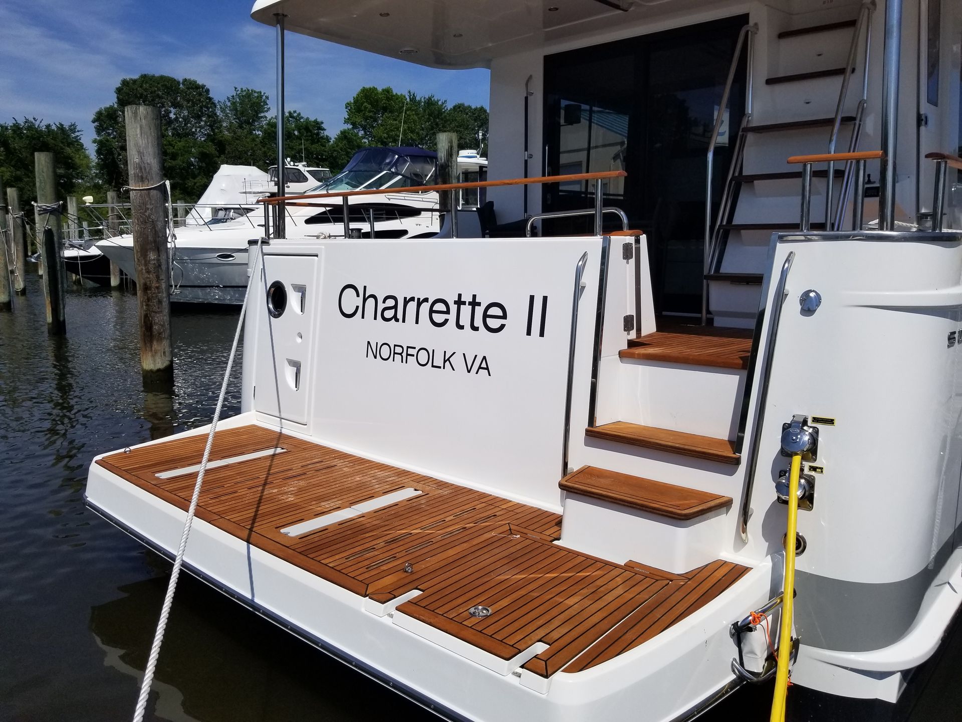 A boat with the name charrette ii on the side