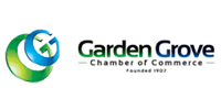 Garden Grove Chamber of Commerce logo with green and blue circular icon and text on white background