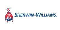 Sherwin-Williams logo with a paint can over a globe and blue company name